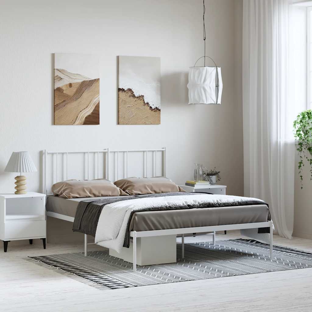 sengeramme med sengegavl 150x200 cm metal hvid