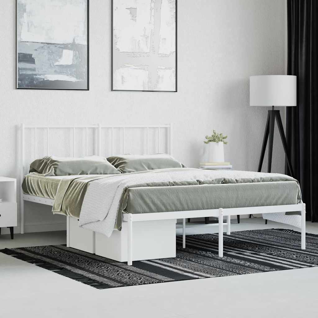 sengeramme med sengegavl 160x200 cm metal hvid