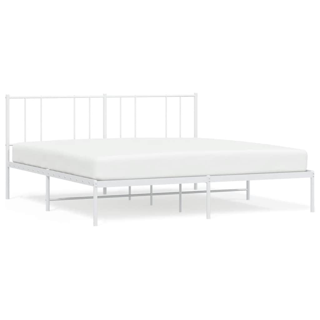 sengeramme med sengegavl 180x200 cm metal hvid
