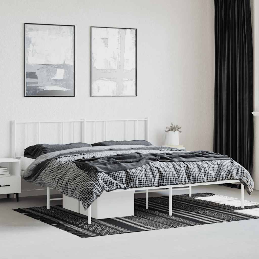 sengeramme med sengegavl 180x200 cm metal hvid