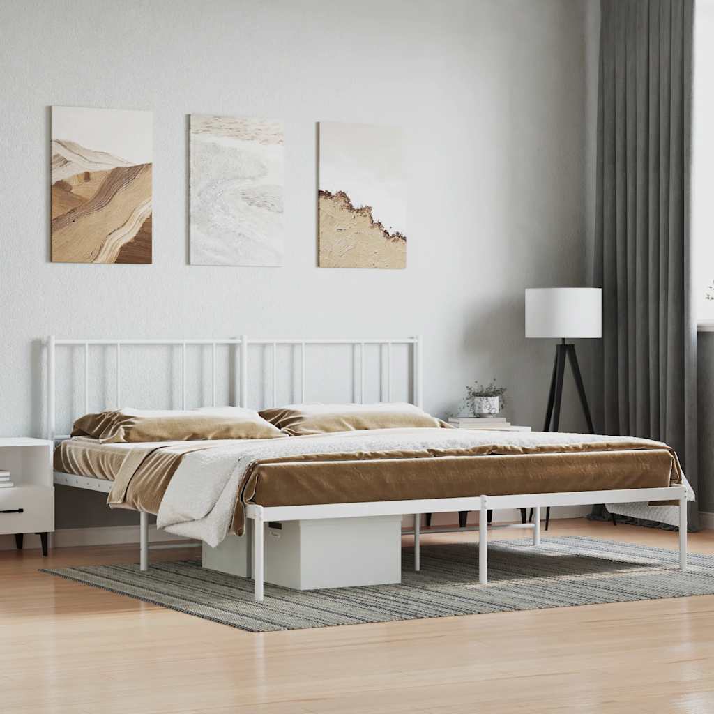 sengeramme med sengegavl 180x200 cm metal hvid