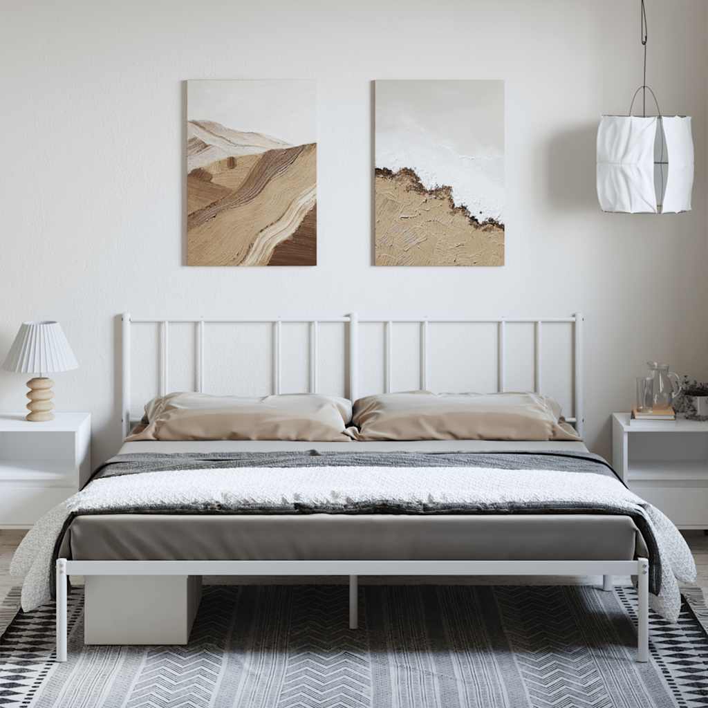 sengeramme med sengegavl 183x213 cm metal hvid