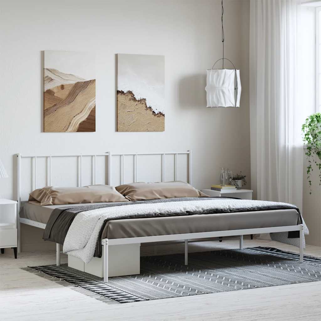 sengeramme med sengegavl 183x213 cm metal hvid