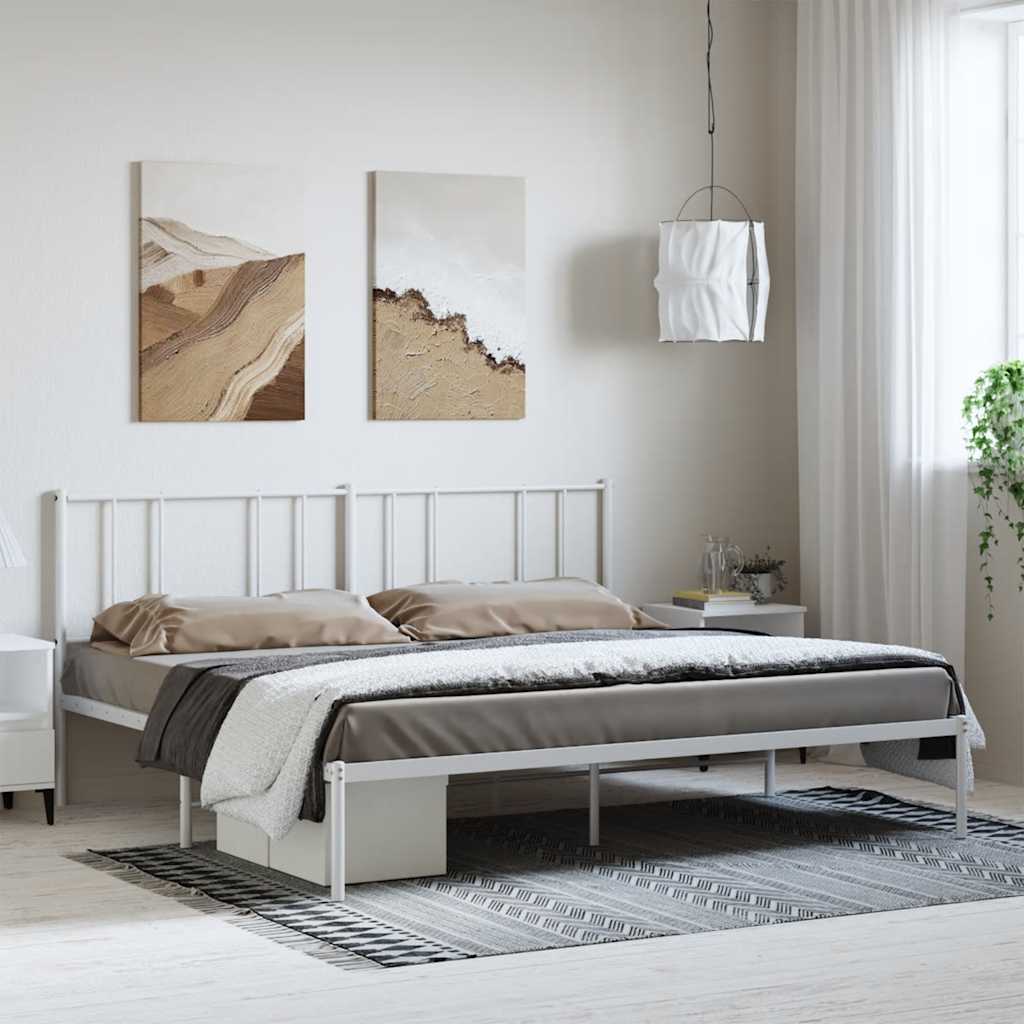 sengeramme med sengegavl 193x203 cm metal hvid
