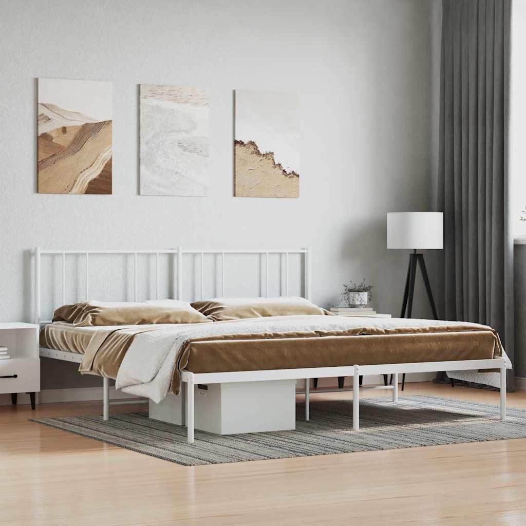 sengeramme med sengegavl 200x200 cm metal hvid