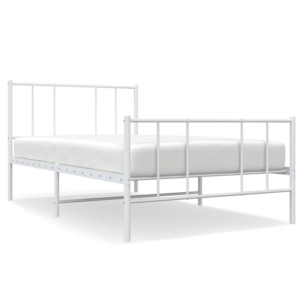 sengeramme med sengegavl og fodgærde 90x190 cm metal hvid