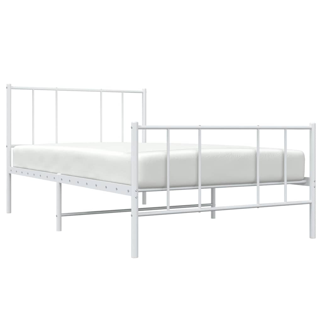 sengeramme med sengegavl og fodgærde 90x190 cm metal hvid
