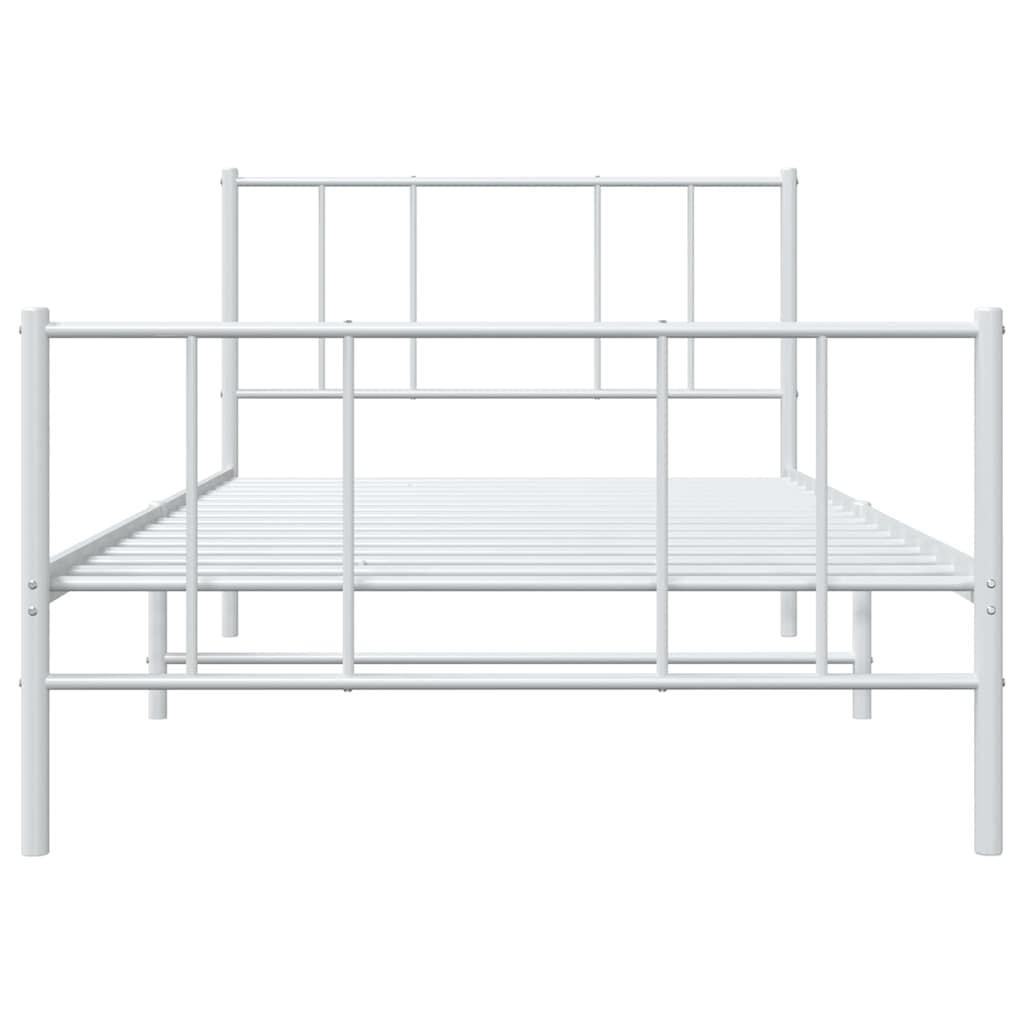 sengeramme med sengegavl og fodgærde 90x190 cm metal hvid