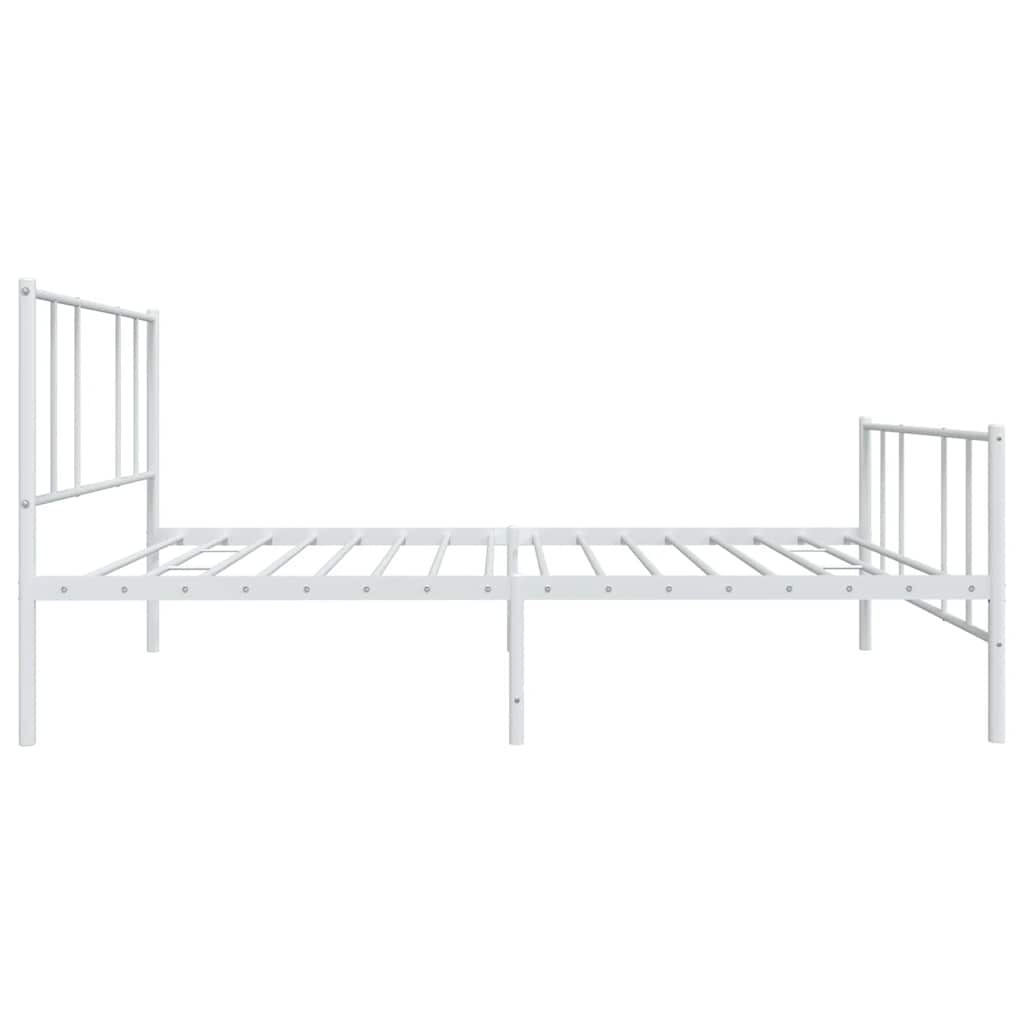 sengeramme med sengegavl og fodgærde 90x190 cm metal hvid