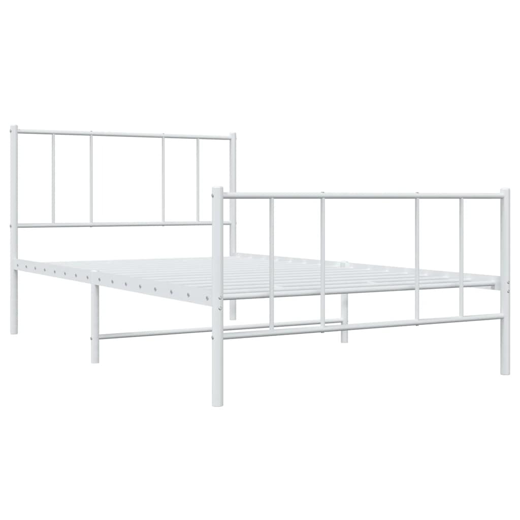 sengeramme med sengegavl og fodgærde 90x200 cm metal hvid