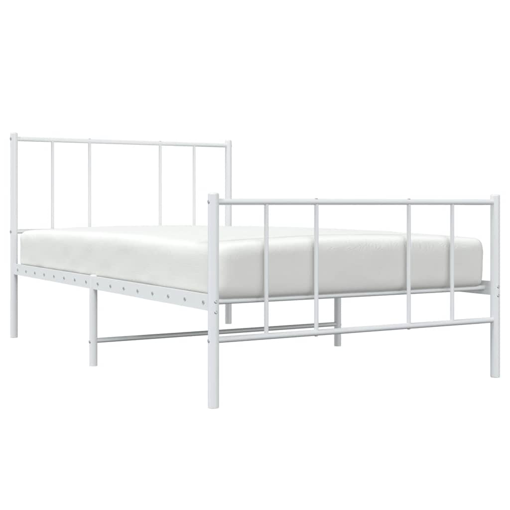 sengeramme med sengegavl og fodgærde 90x200 cm metal hvid