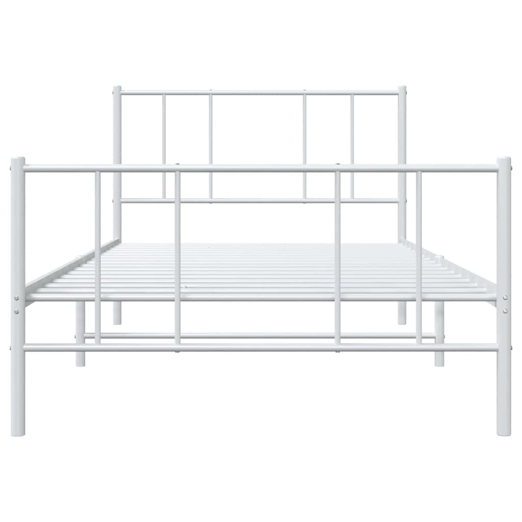 sengeramme med sengegavl og fodgærde 90x200 cm metal hvid