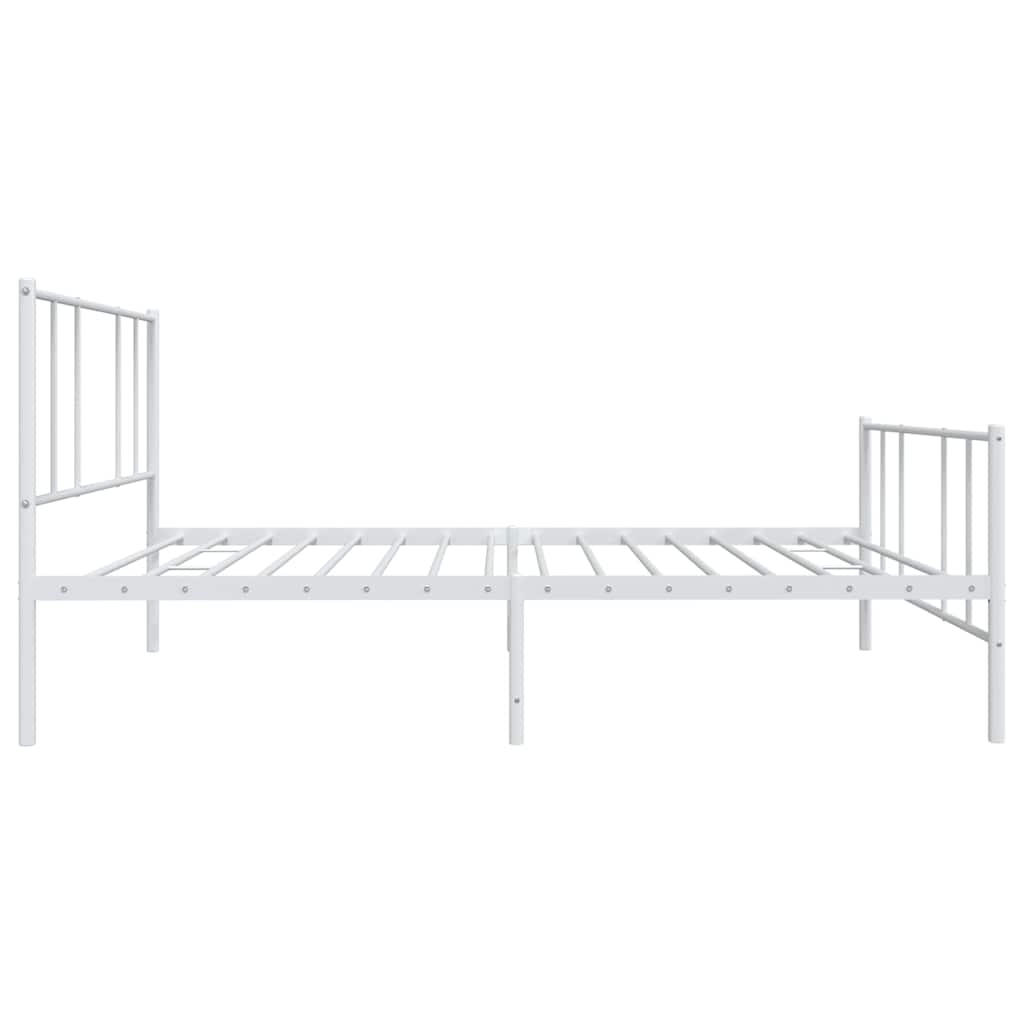 sengeramme med sengegavl og fodgærde 90x200 cm metal hvid