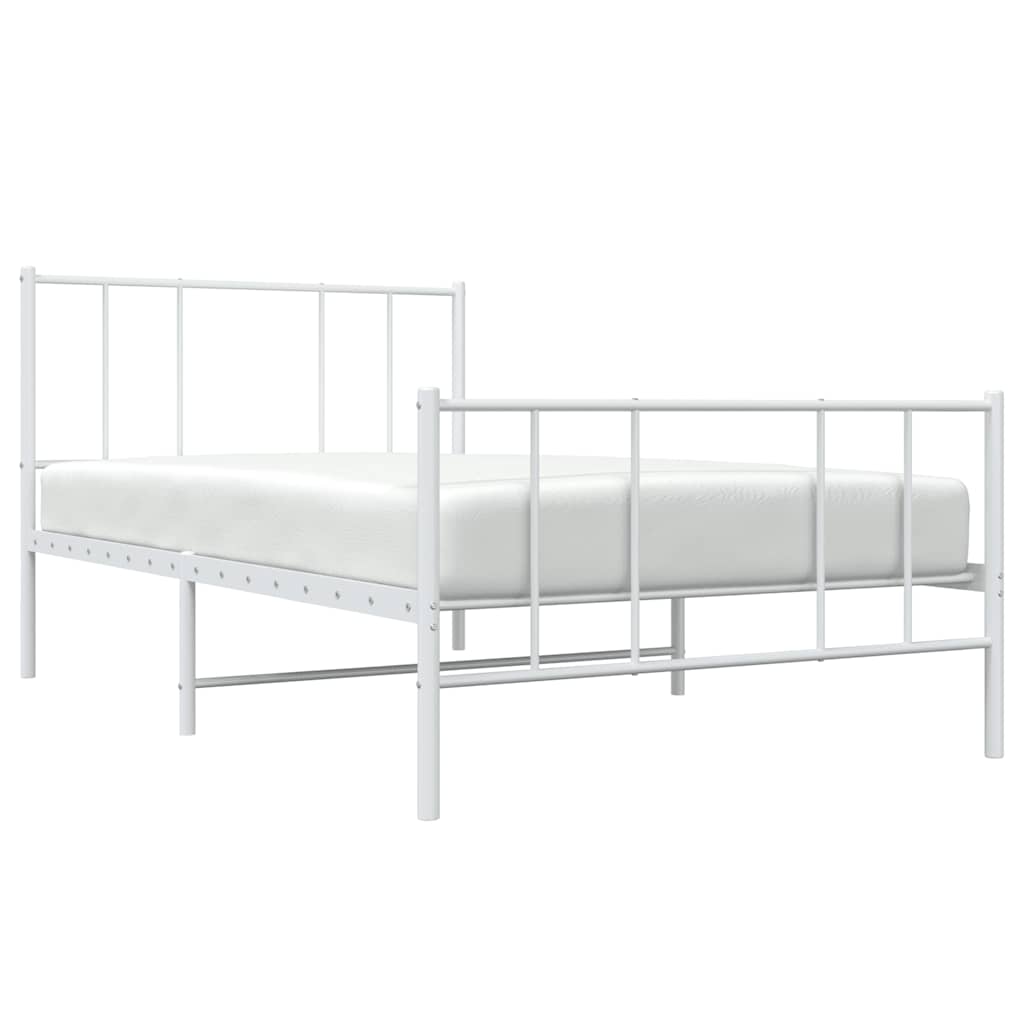 sengeramme med sengegavl og fodgærde 100x190 cm metal hvid