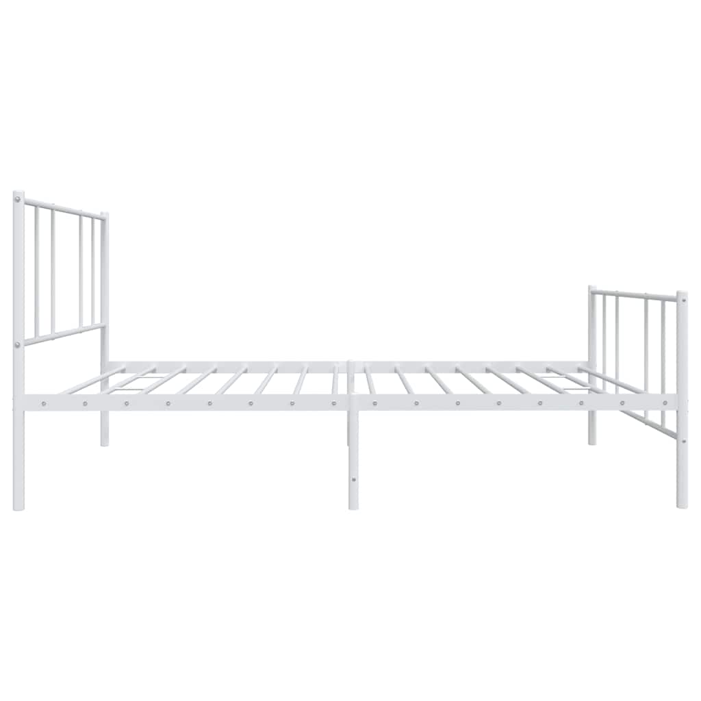 sengeramme med sengegavl og fodgærde 100x190 cm metal hvid