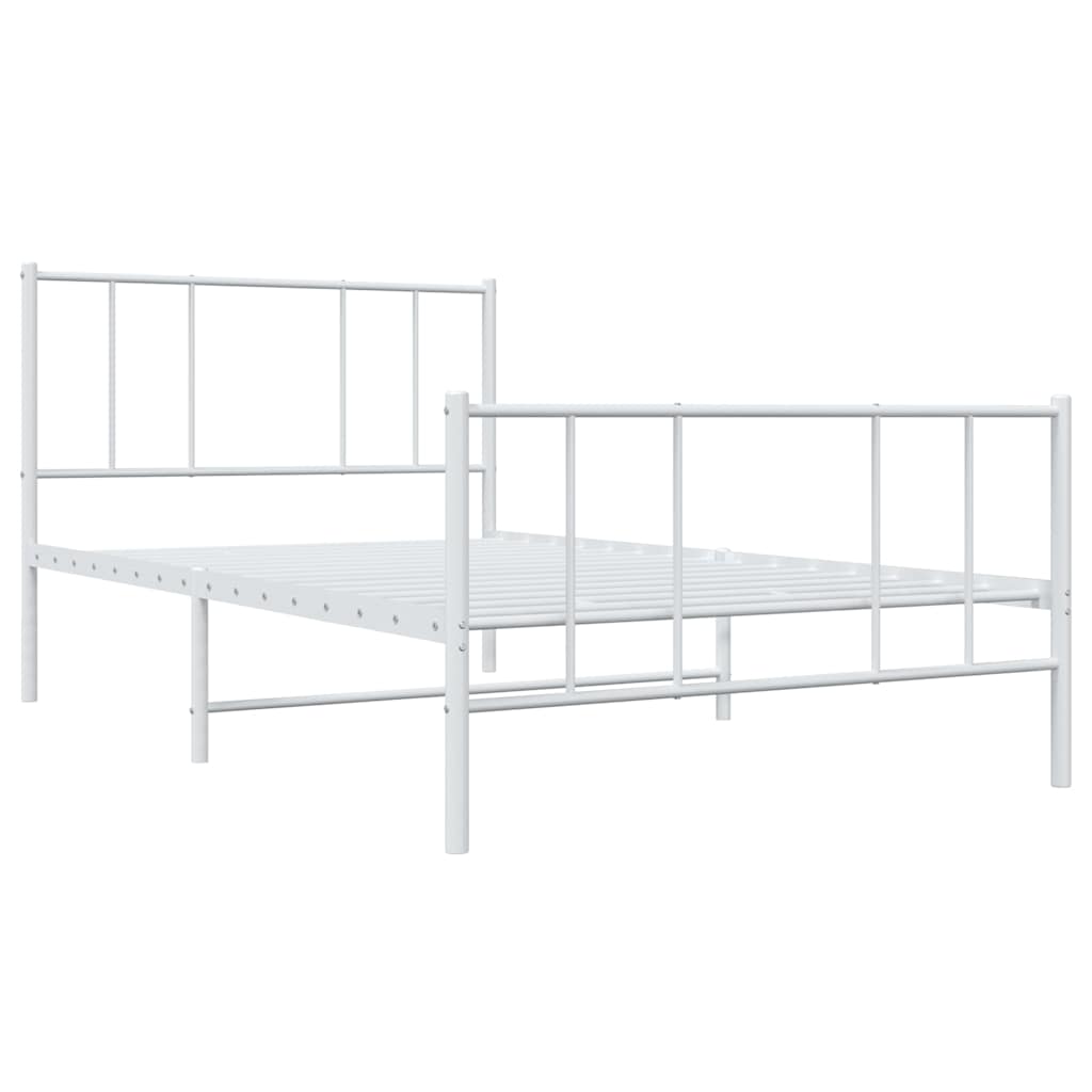 sengeramme med sengegavl og fodgærde 100x200 cm metal hvid
