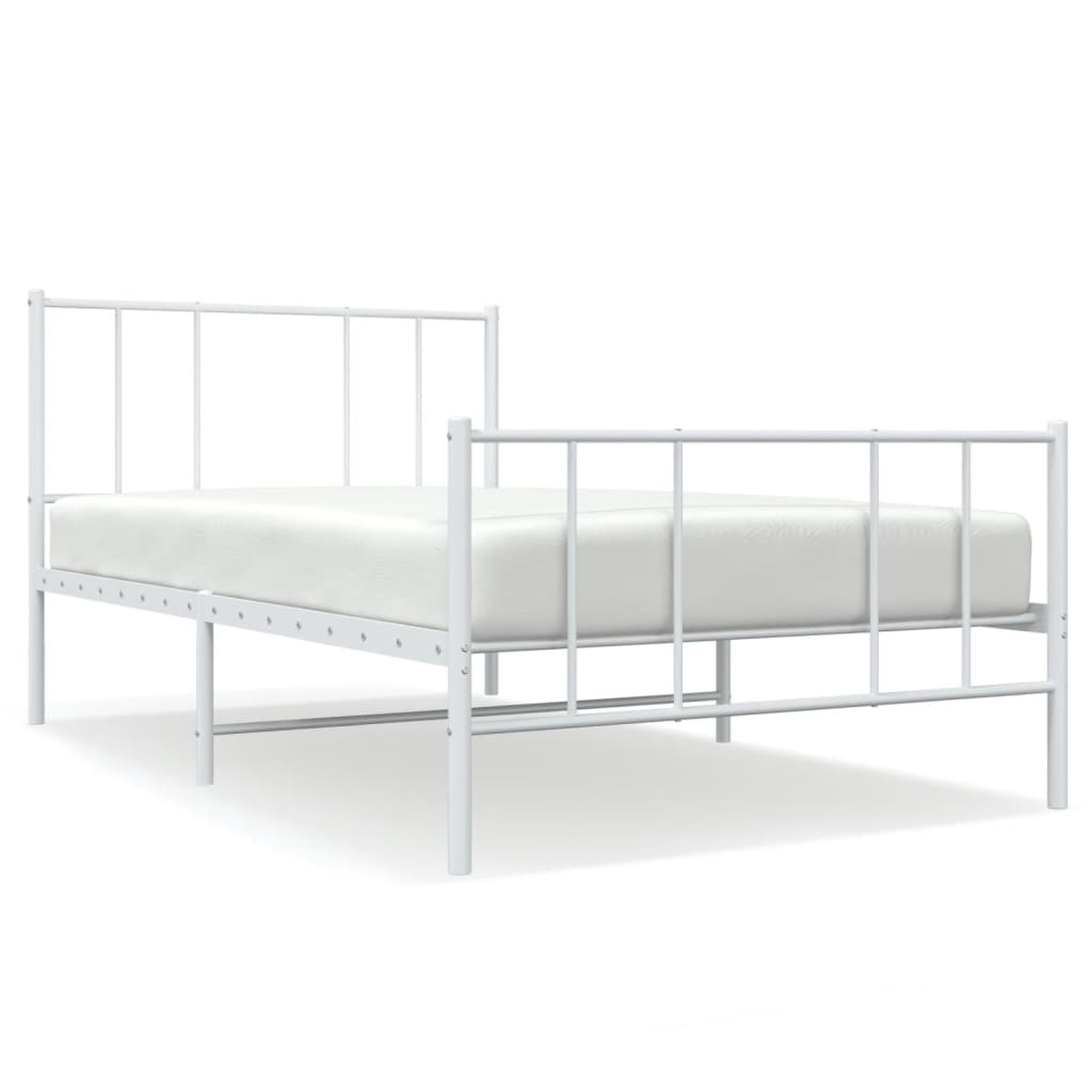sengeramme med sengegavl og fodgærde 107x203 cm metal hvid