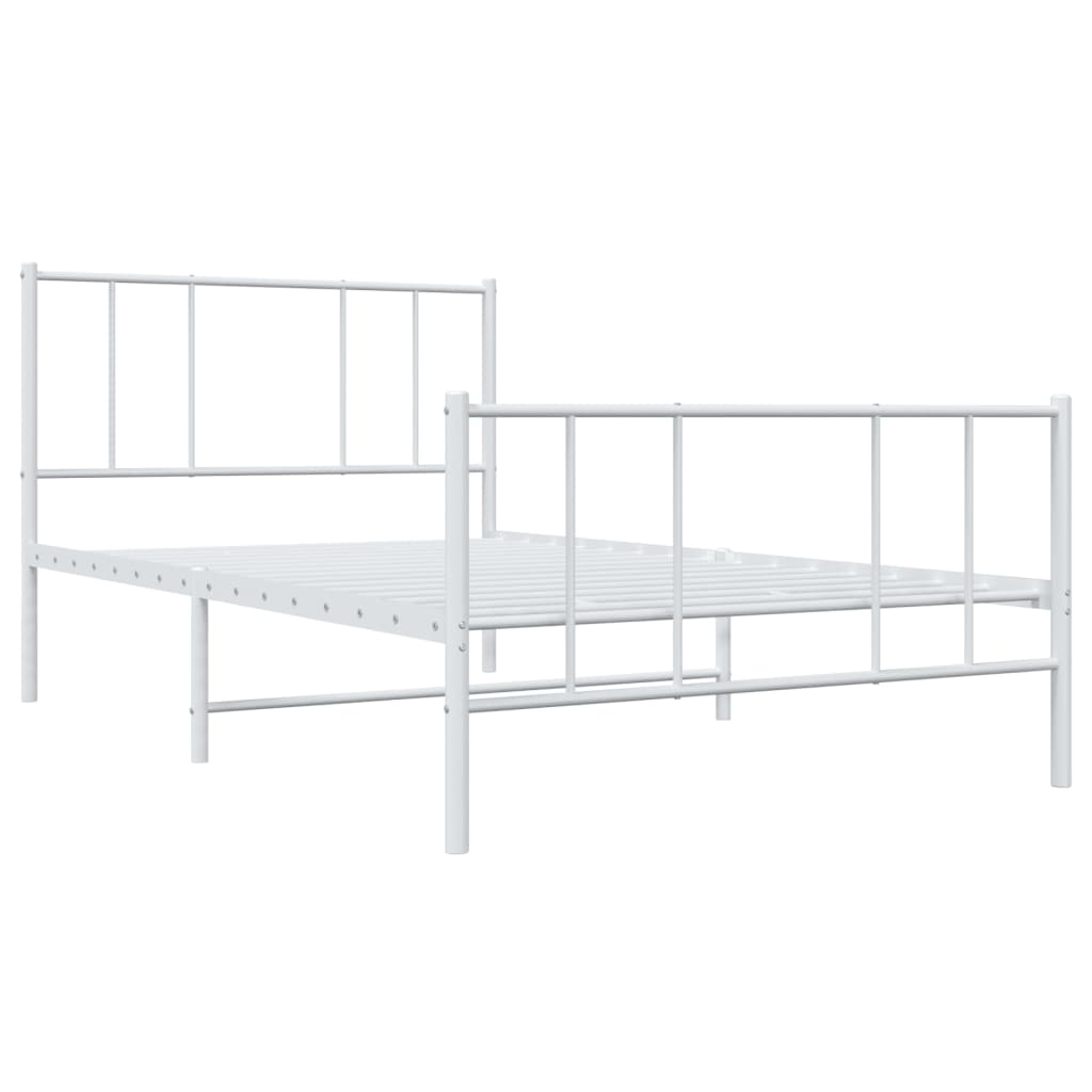 sengeramme med sengegavl og fodgærde 107x203 cm metal hvid