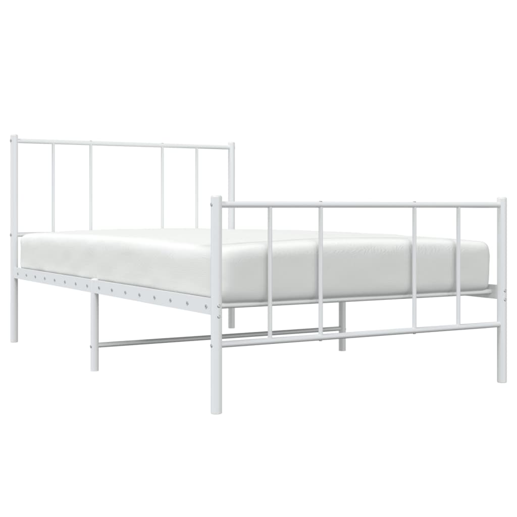sengeramme med sengegavl og fodgærde 107x203 cm metal hvid