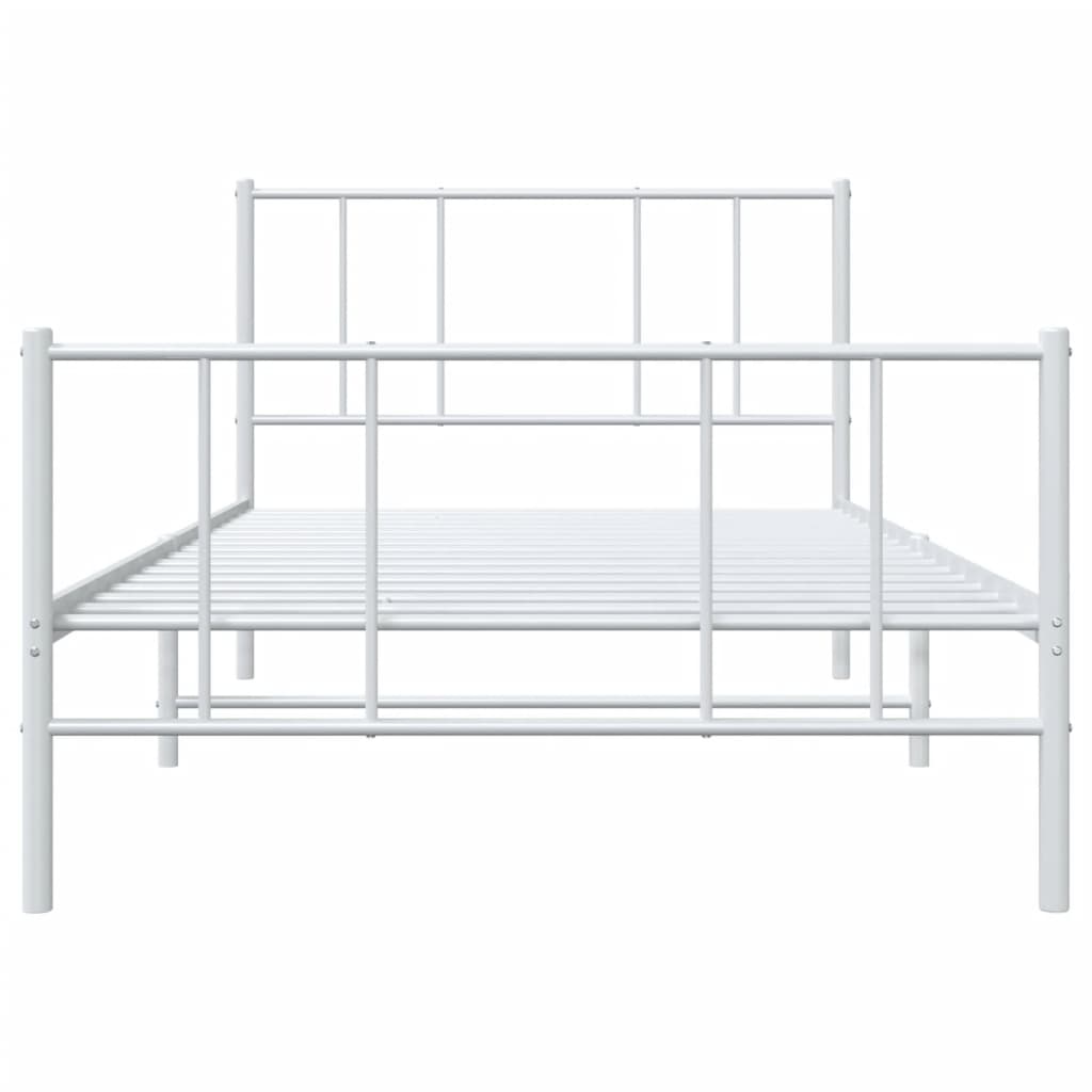 sengeramme med sengegavl og fodgærde 107x203 cm metal hvid