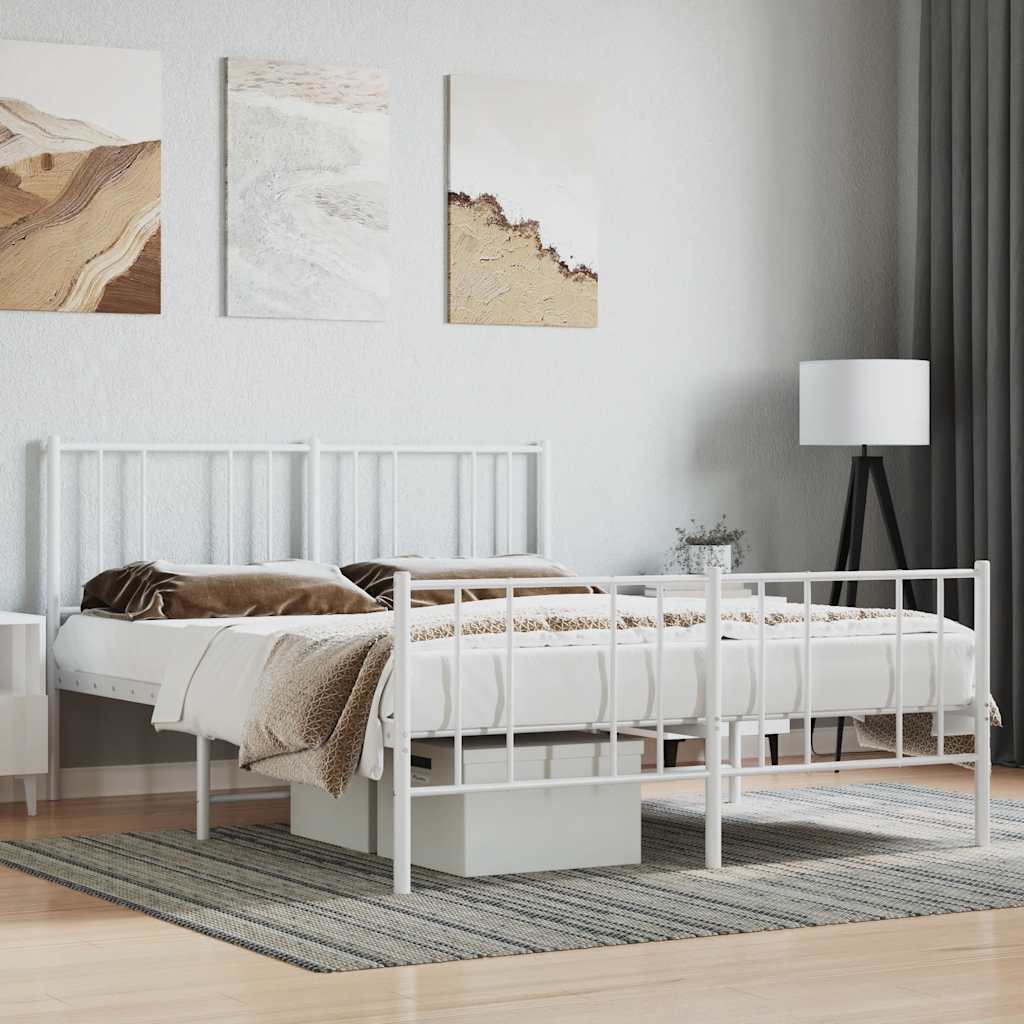 sengeramme med sengegavl og fodgærde 120x190 cm metal hvid