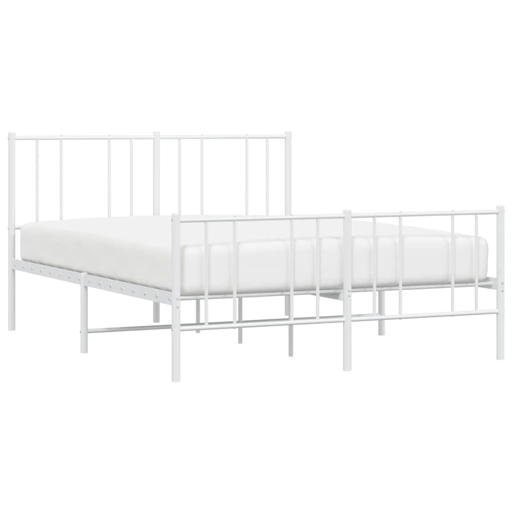 sengeramme med sengegavl og fodgærde 135x190 cm metal hvid
