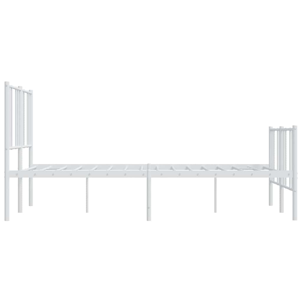 sengeramme med sengegavl og fodgærde 135x190 cm metal hvid
