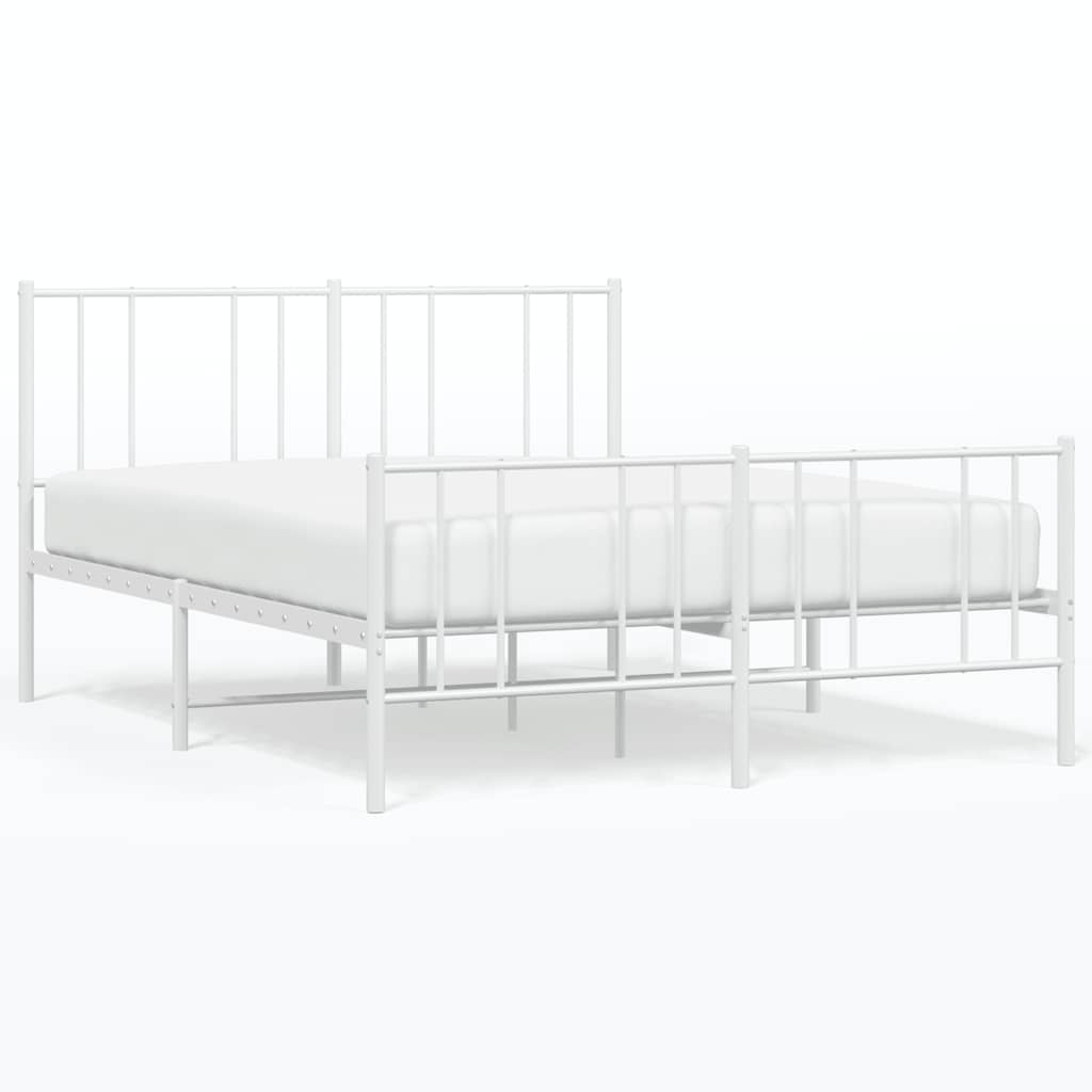 sengeramme med sengegavl og fodgærde 140x200 cm metal hvid