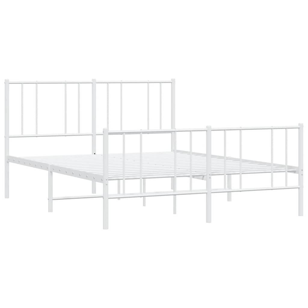 sengeramme med sengegavl og fodgærde 140x200 cm metal hvid