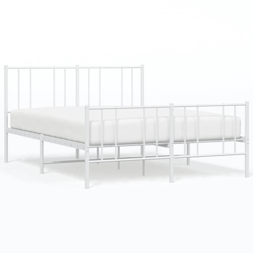 sengeramme med sengegavl og fodgærde 150x200 cm metal hvid