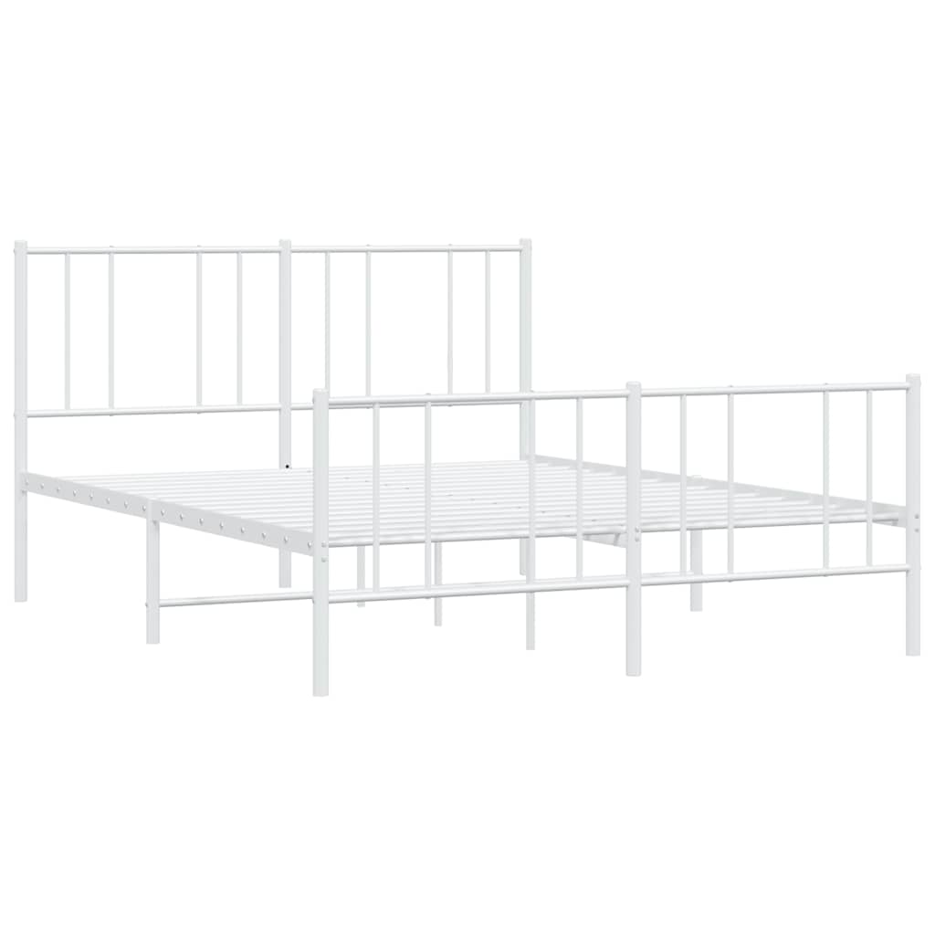 sengeramme med sengegavl og fodgærde 150x200 cm metal hvid