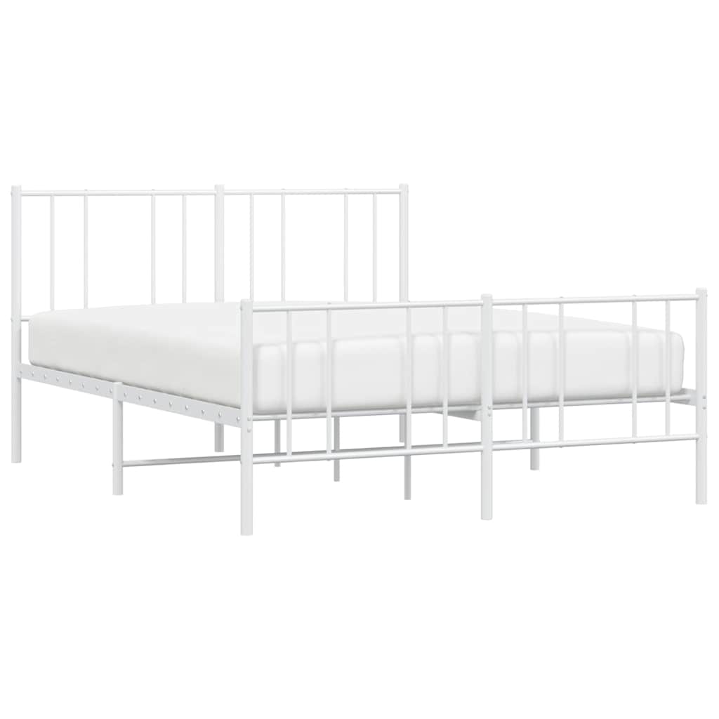 sengeramme med sengegavl og fodgærde 150x200 cm metal hvid