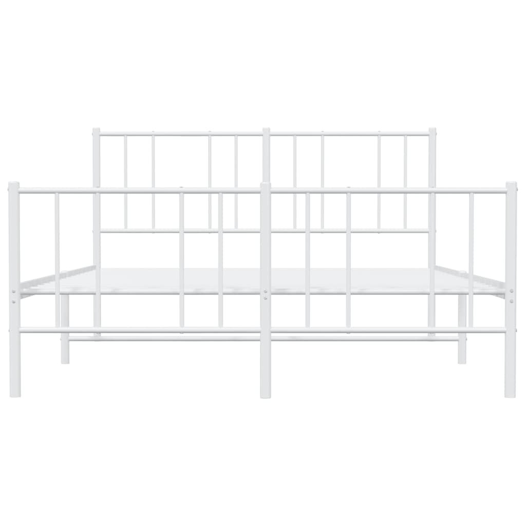 sengeramme med sengegavl og fodgærde 150x200 cm metal hvid