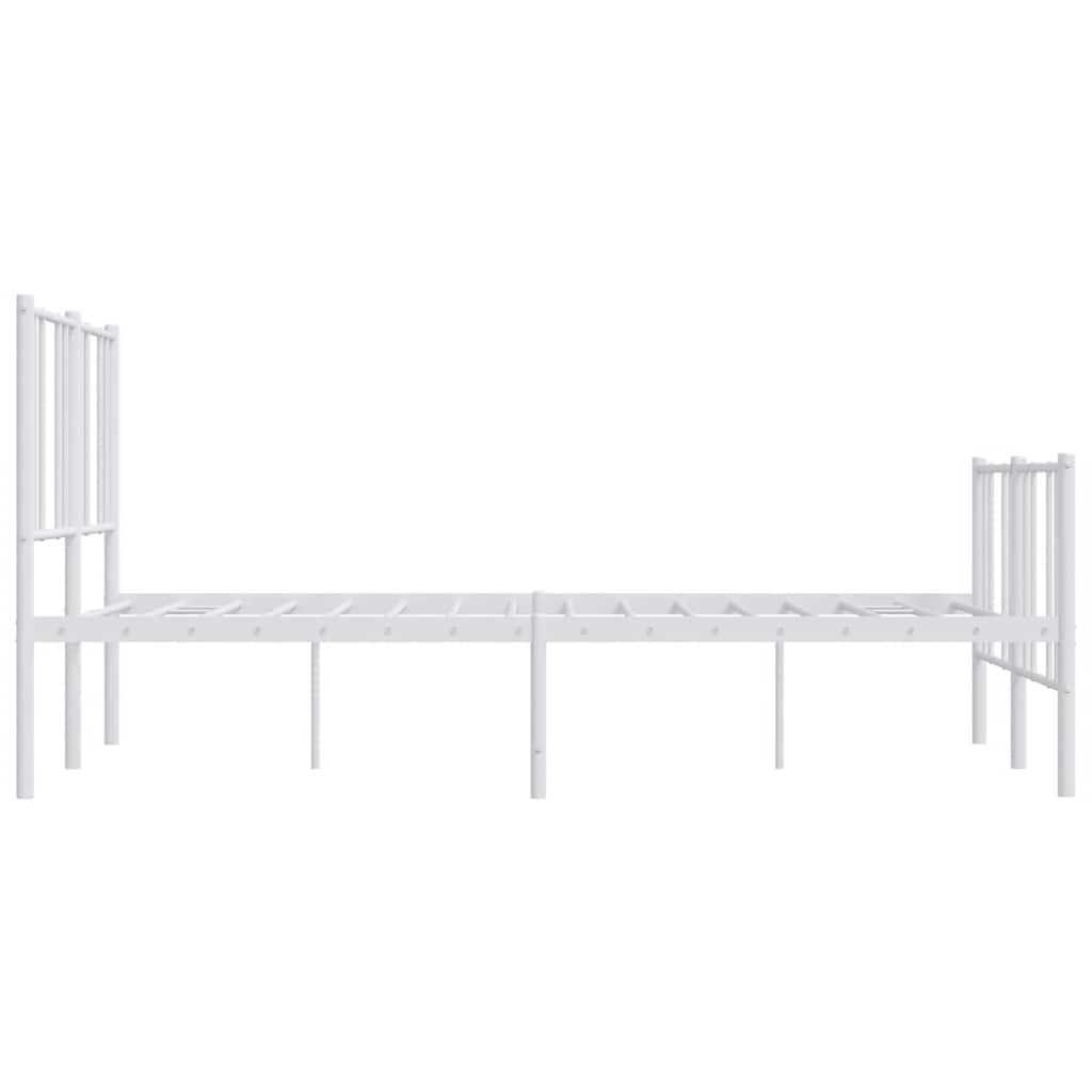 sengeramme med sengegavl og fodgærde 150x200 cm metal hvid