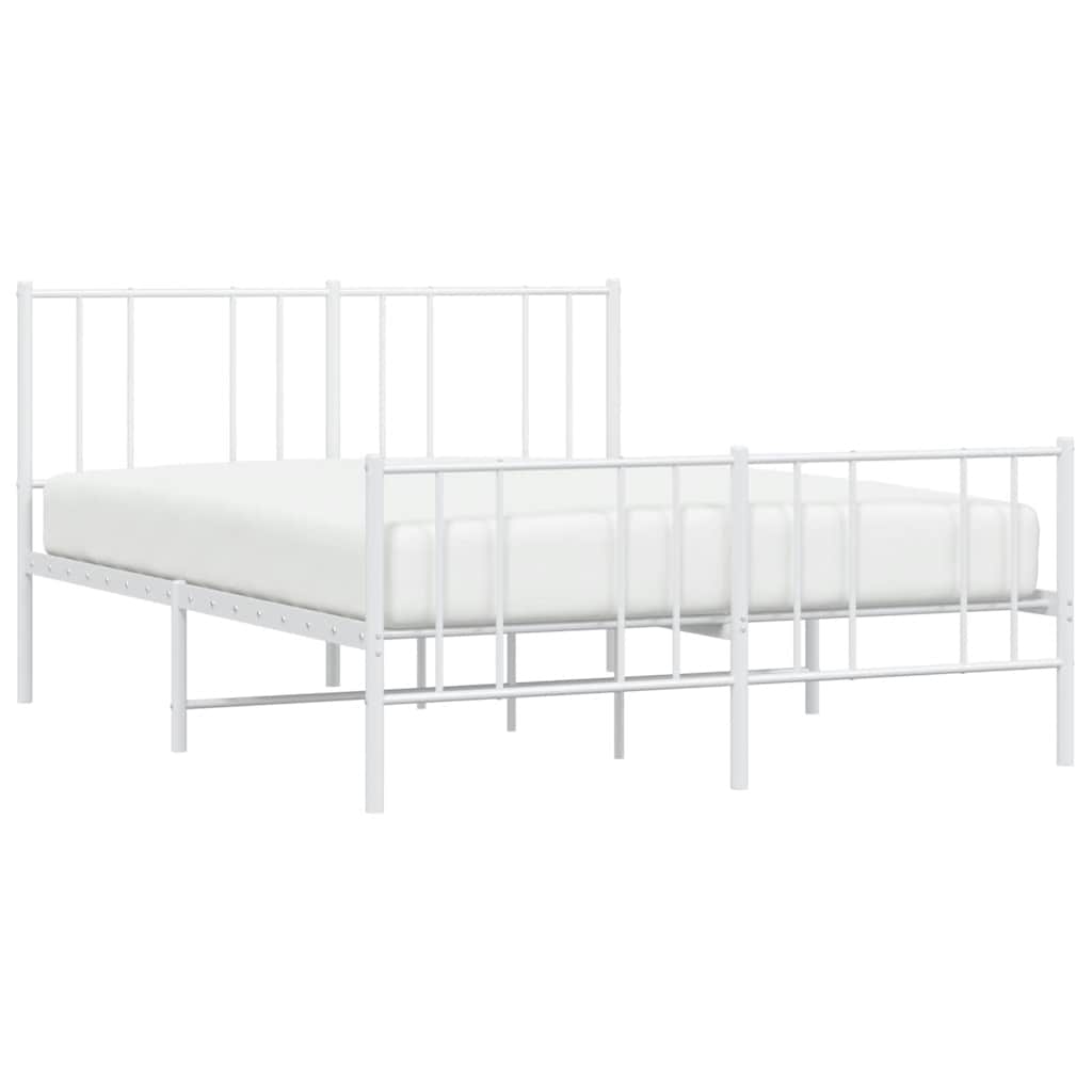 sengeramme med sengegavl og fodgærde 160x200 cm metal hvid