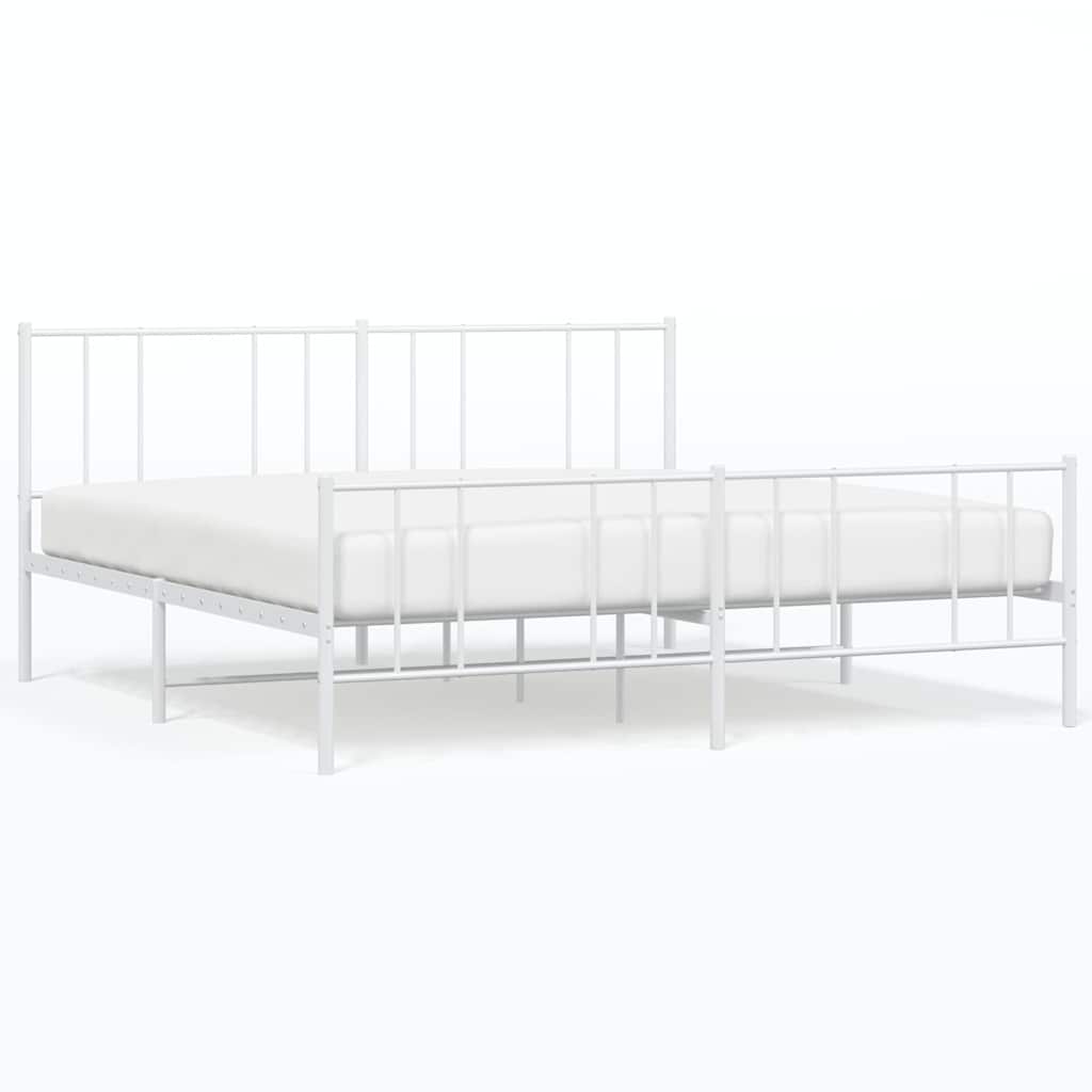 sengeramme med sengegavl og fodgærde 183x213 cm metal hvid
