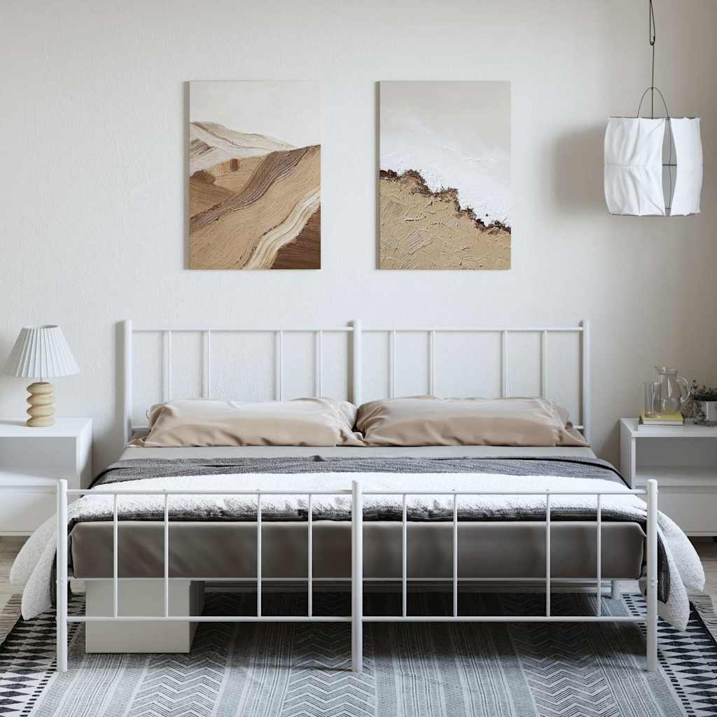 sengeramme med sengegavl og fodgærde 183x213 cm metal hvid