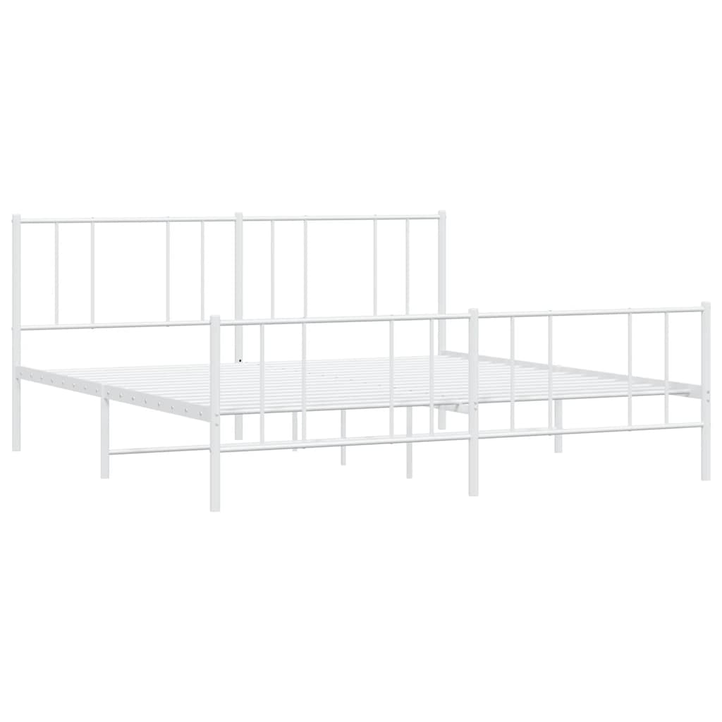 sengeramme med sengegavl og fodgærde 183x213 cm metal hvid