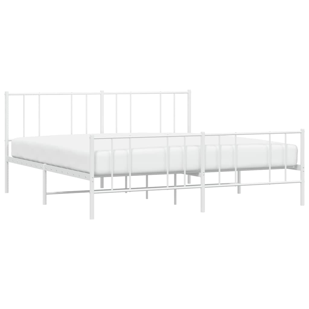 sengeramme med sengegavl og fodgærde 183x213 cm metal hvid