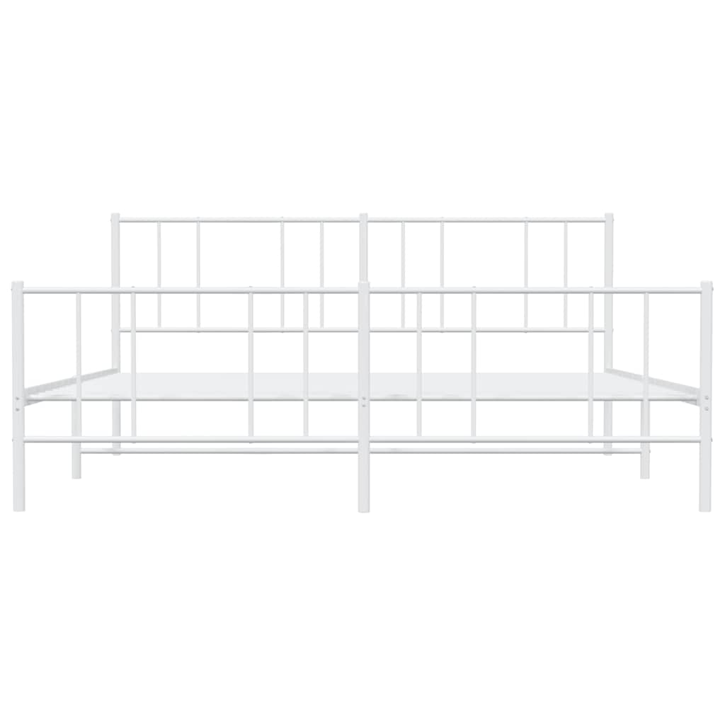 sengeramme med sengegavl og fodgærde 183x213 cm metal hvid