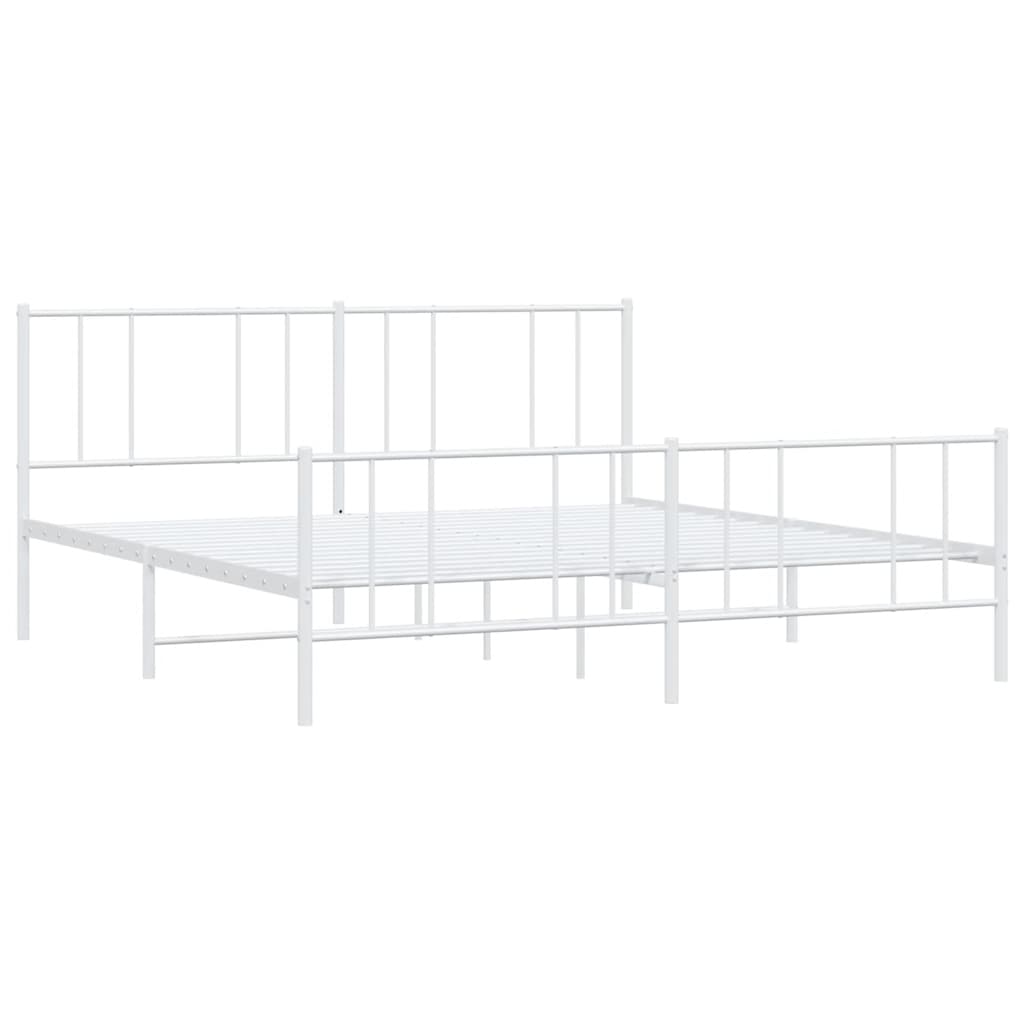 sengeramme med sengegavl og fodgærde 193x203 cm metal hvid