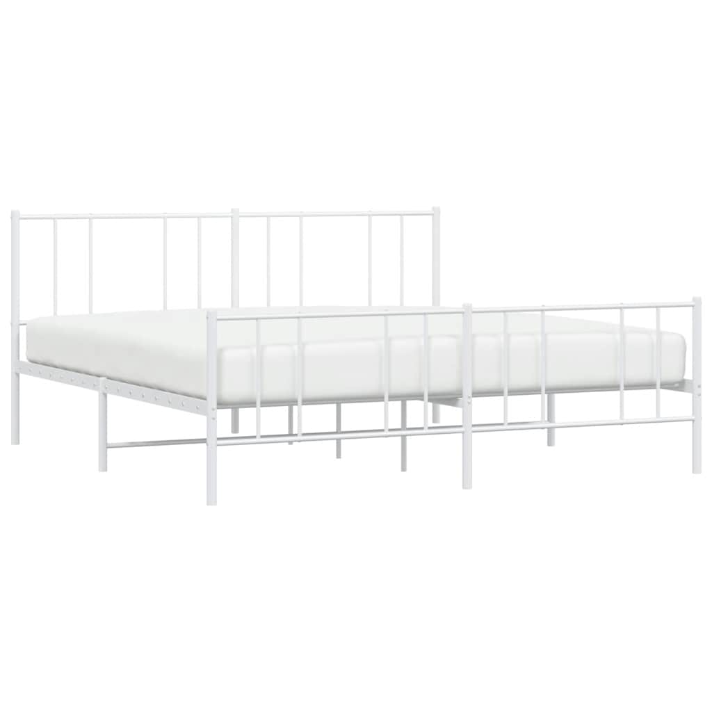 sengeramme med sengegavl og fodgærde 193x203 cm metal hvid