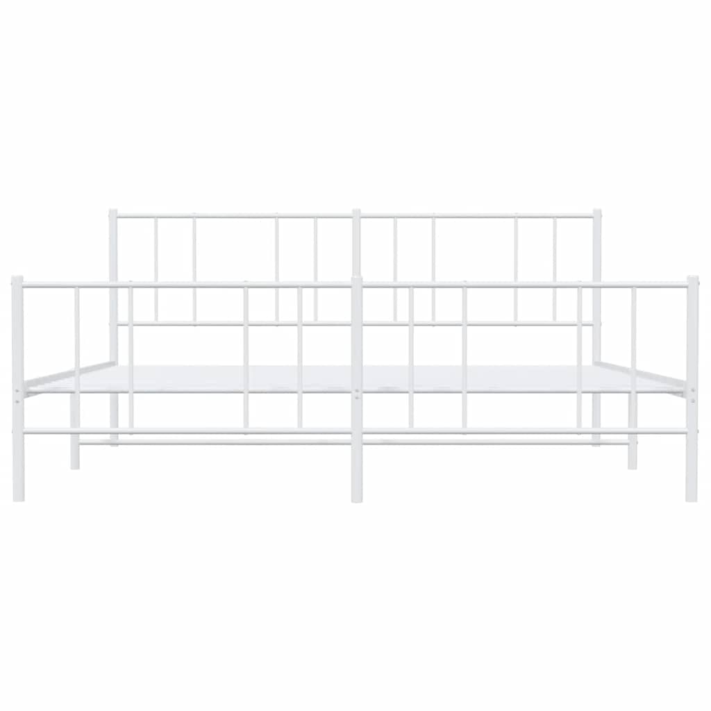 sengeramme med sengegavl og fodgærde 193x203 cm metal hvid