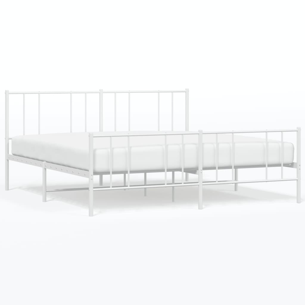 sengeramme med sengegavl og fodgærde 200x200 cm metal hvid
