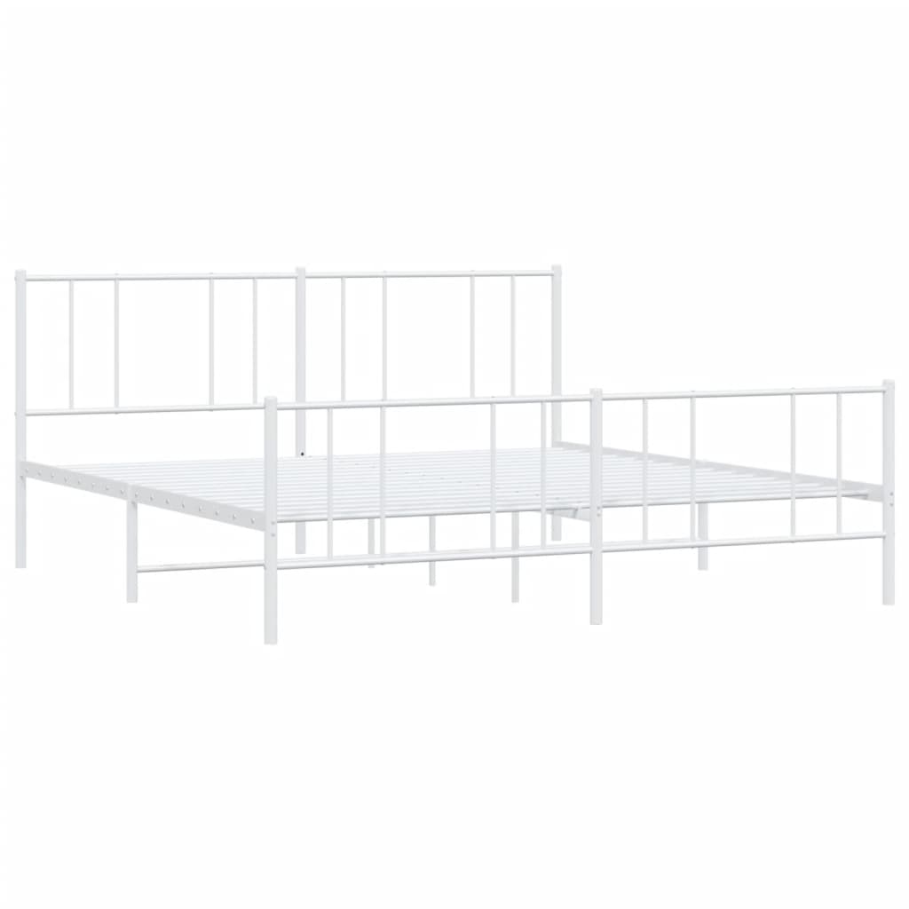 sengeramme med sengegavl og fodgærde 200x200 cm metal hvid
