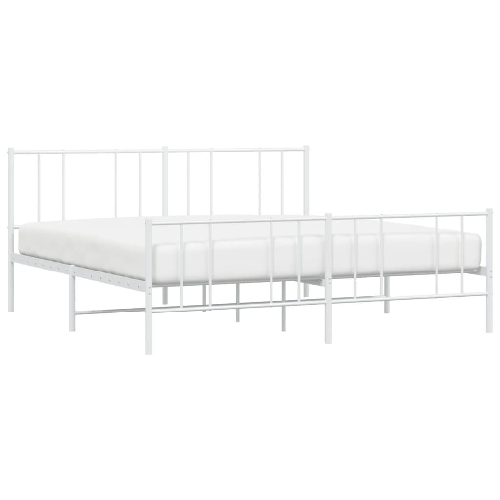 sengeramme med sengegavl og fodgærde 200x200 cm metal hvid