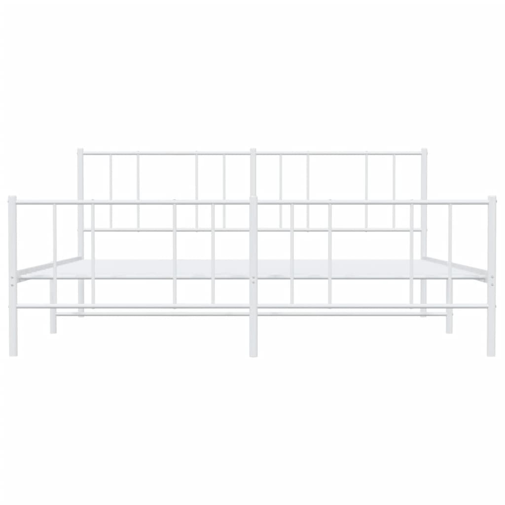 sengeramme med sengegavl og fodgærde 200x200 cm metal hvid