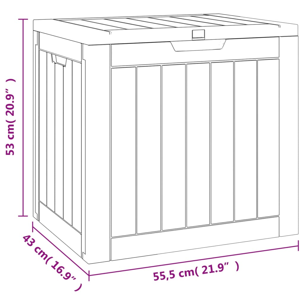 opbevaringskasse til haven 55,5x43x53 cm polypropylen grå