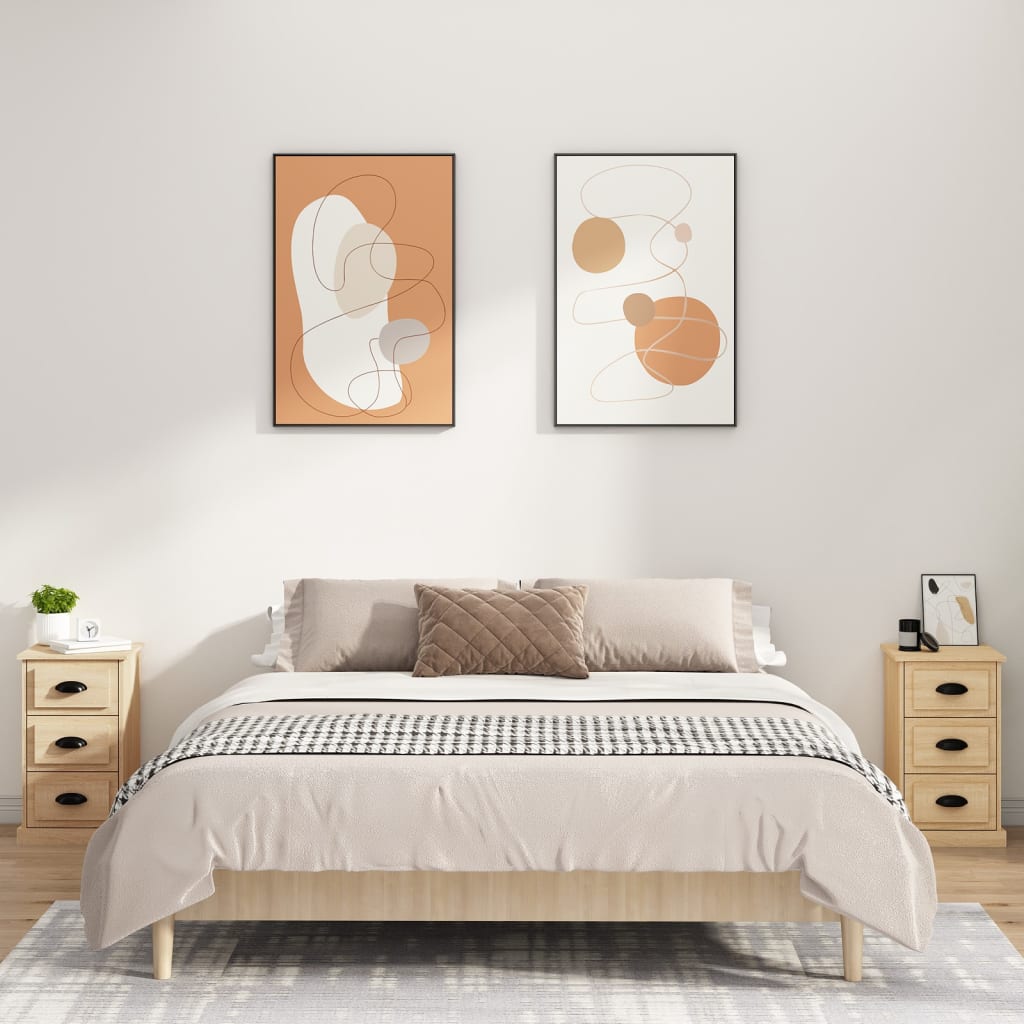 sengebord 39x39x67 cm konstrueret træ sonoma-eg