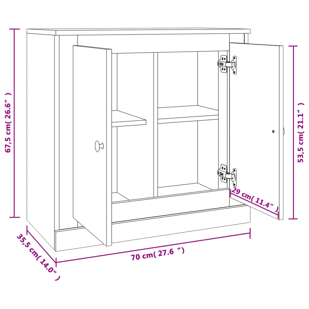 skænk 70x35,5x67,5 cm konstrueret træ betongrå